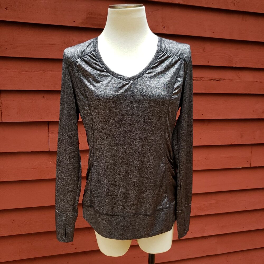 Tangerine Athletic Shirt Long Sleeve Charcoal Gray shimmer Sz XL Hiking Training